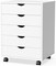 5 Drawer Chest Wood File Cabinet Rolling Storage Dresser with Wheels for Home Office, White